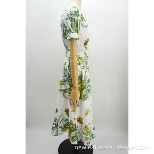 women's short sleeve v neck cotton dress
